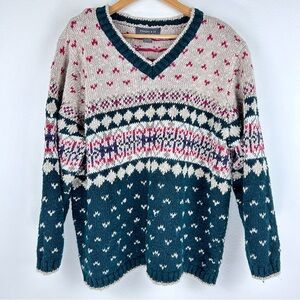 Vtg Design & Co Lane Bryant Women’s Fair Isle V-Neck Sweater. Size 22/24